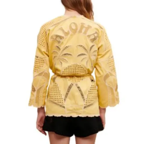 Maje NEW NWT ‘ALOHA’ Embroidered Kimono Jacket Yellow size 38