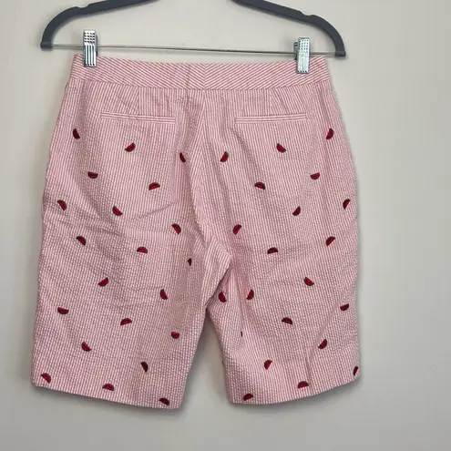 Brooks Brothers |Embroidered Pink & White Seersucker Shorts with Watermelons Sz2