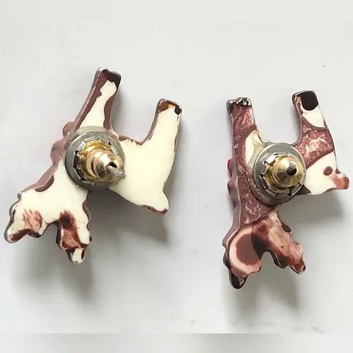 Vintage Christmas Holiday Reindeer Post Pierced Earrings Stocking Stuffer Red