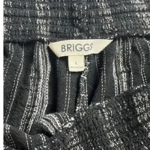 Briggs New York Briggs Linen Black White Striped High Waist Shorts Size Large Boho Chic Hippie