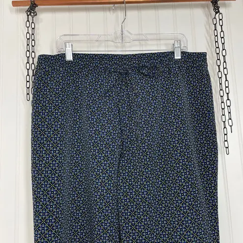 Talbots  Blue Geometric High Waisted Pocket Wide Legs Drawstring Pants Size 14 thumbnail 2