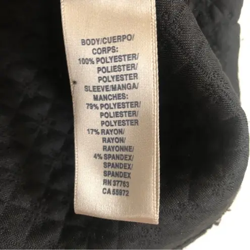 Rafaella Black Quilted Silver Metal Accent Short Sleeve Round Neck Blouse Top