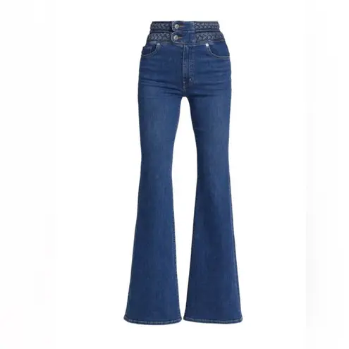 Derek Lam 10 CROSBY Harlow Braided High-Rise Flare Jeans Size 23 NWT
