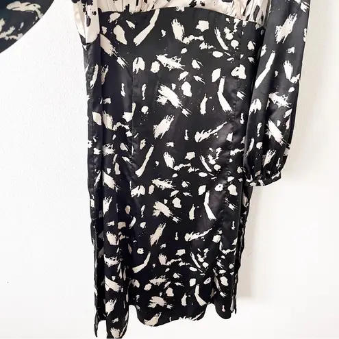 Chi Chi London Adelina Monochrome Satin Midi Dress in Black White