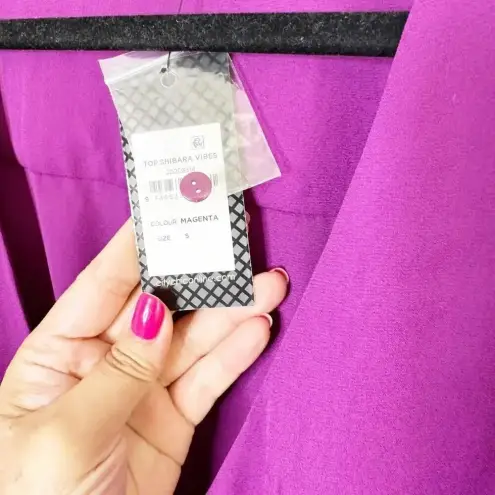 City Chic Size Small/ US 16 Shibara Vibes Magenta Purple Wrap Top