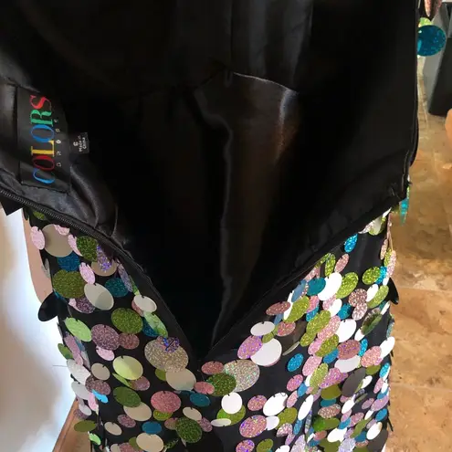 Colors Size 6 Halter Iridescent Shimmer Sequin Disc Party Dress Homecoming NWT Black