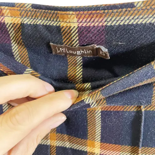J McLaughlin Rylie Navy & Orange Plaid Pants Size XS Stretchy Slim Fit