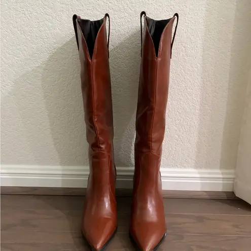 Princess Polly  Flora Tan Western Heeled Boots