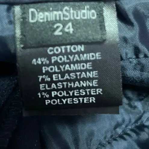 Denim Studio Blue Pinstriped Skinny Leg Mid Rise Zip Hem Trousers Dress Pants 24