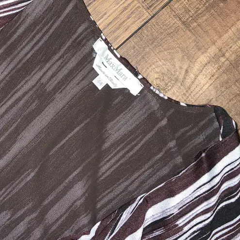 Max Mara Italy y2k belted mesh dress brown cream fall designer formal casual