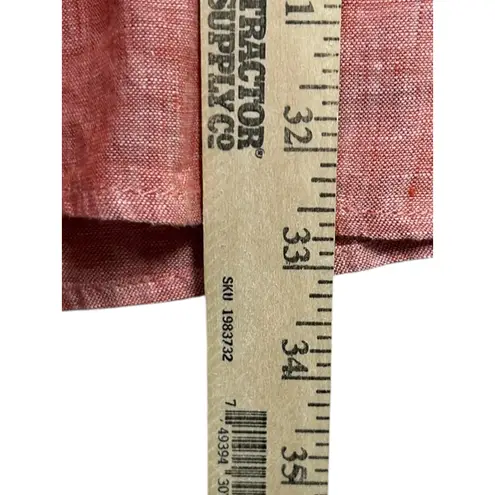 Garnet Hill Linen Tunic Top Women's Size Large Long Sleeve Button Front Coral