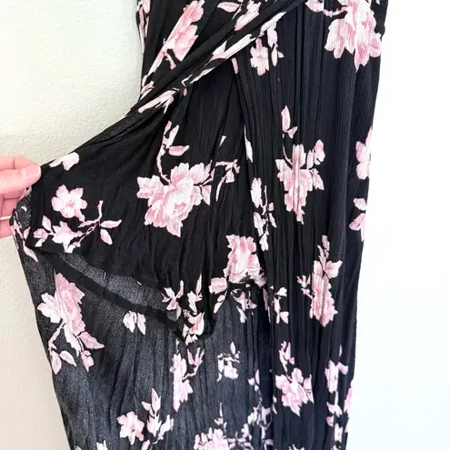 Short sleeve floral maxi romper/dress Black Size XS