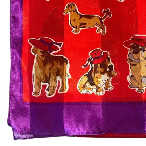 VTG Estate 1980s Various Dog Breeds Hats & Bows Scarf Hair Handbag Wrap Tie Red