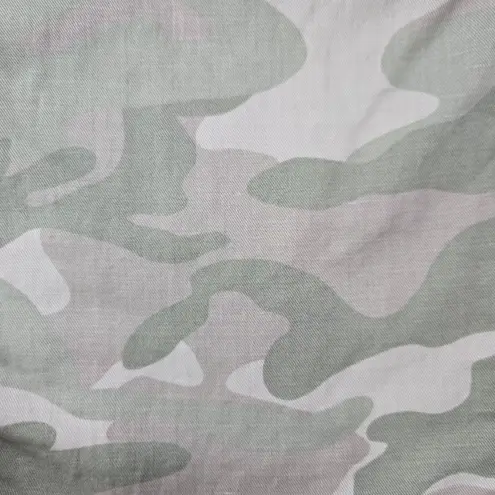 Mother Shaker Chop Crop Fray Pants Green Camo Print Linen Blend Pants Size 27