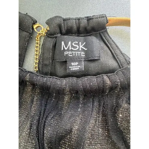 MSK Petite Black Metallic Shimmer Halter Maxi Gown Women’s Size 10P
