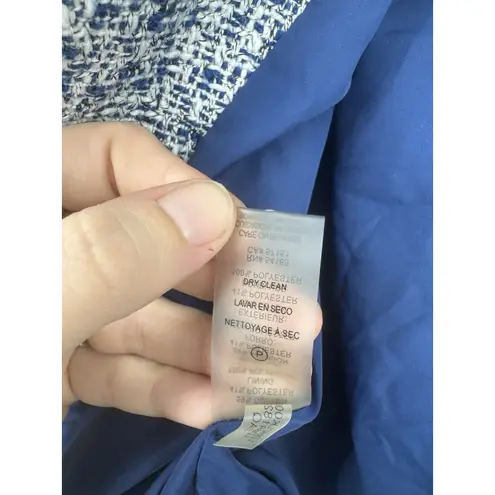 Karl Lagerfeld Tweed Crop Jacket Women Large Blue Twee Mature Academia Workwear