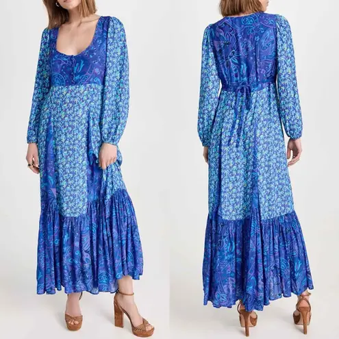 Rixo Virginia Floral Midi Dress Fontainhas Floral Cobalt Mix Size XS