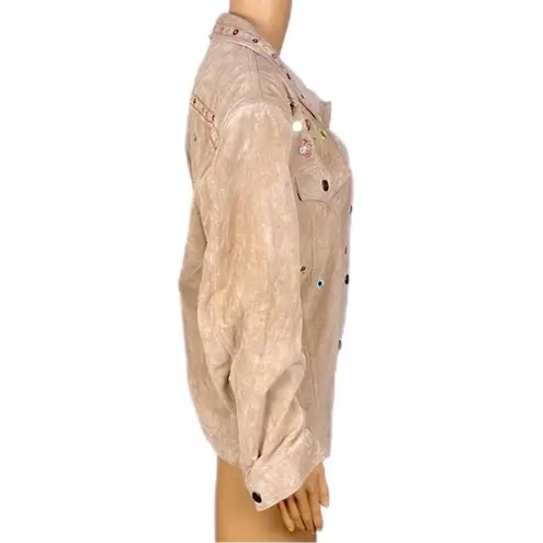 Chico's CHICO’s 100% Suede Leather jacket w/colorful embellishments. Size “3”=XL/16.VGUC