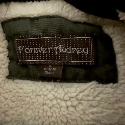 Hooded Faux Shearling Jacket Green