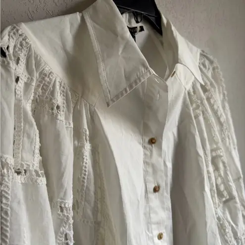 NWT Caballero Mae Ivory Shirred Raglan Sleeve Button Down Blouse Womens L White Size L - Image 3