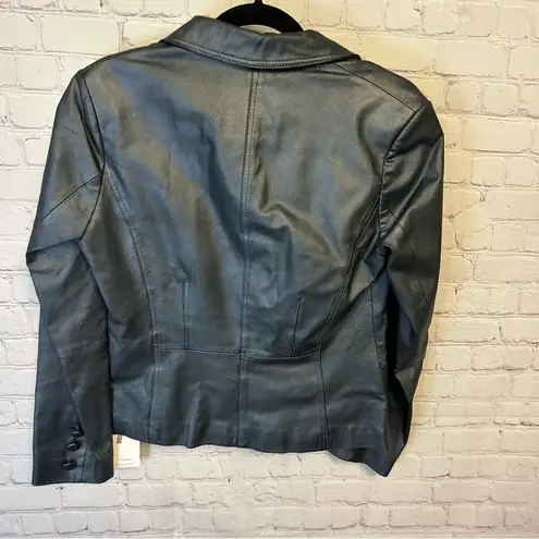 Bernardo Genuine leather blue silver ladies jacket, moto, trendy, mod, small