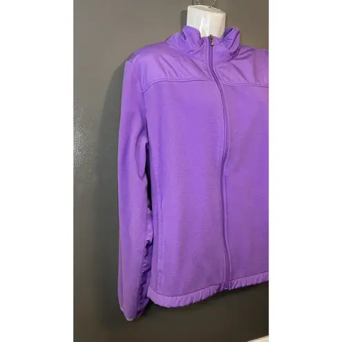 IZOD PerformX Jacket Womens Medium Purple Fleece Full Zip Mock Neck Pockets