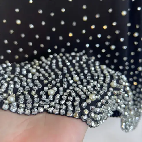 MSK Beaded Pearl Scallop Hem Sleeveless Dressy Cocktail Tank Blouse Size 1X Black