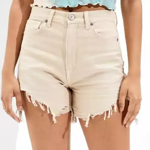 American Eagle  Beige Denim Highest Waist MOM Shorts Size 6