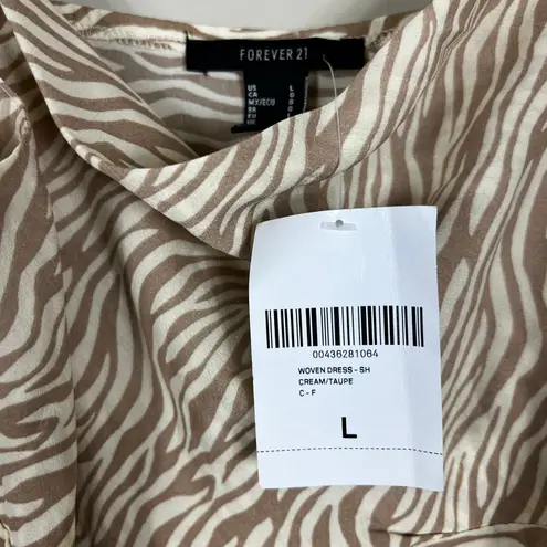 Forever 21 NWT  Mini Dress Womens L Brown Zebra Print Y2K Going Out 2000s