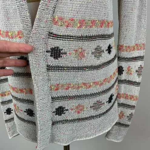 J. Jill Cardigan Sweater XS Knit Aztec Tribal Pattern Open Front Long Sleeve Orange - Image 9