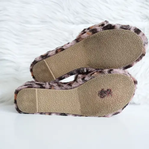 Liliana  Cute Fuzzy Y2K Aesthetic Pink Fluffy Leopard Platform Slide Sandals