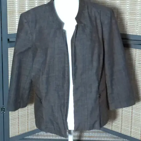 Roz & Ali Brown 3/4 Sleeve Moto-styled Jacket