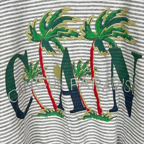 Vintage 90s Cancun Paradise Sweatshirt 100% Cotton in Gray Stripe Size Medium