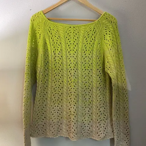 Kerisma 90s Open Knit Green Ombré Sweater Large Whimsical Artsy Festival Y2K - Image 2