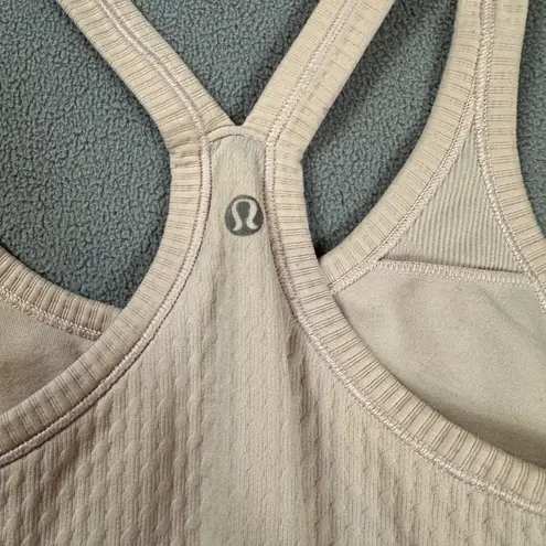 Lululemon  Align Tank Top Women Ribbed Built in Bra Racerback Beige Stretch Yoga
