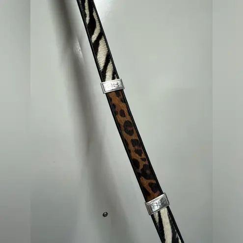 Brighton  LEATHER ANIMAL PRINT COW HAIR SILVER BUCKLE BELT SIZE 32