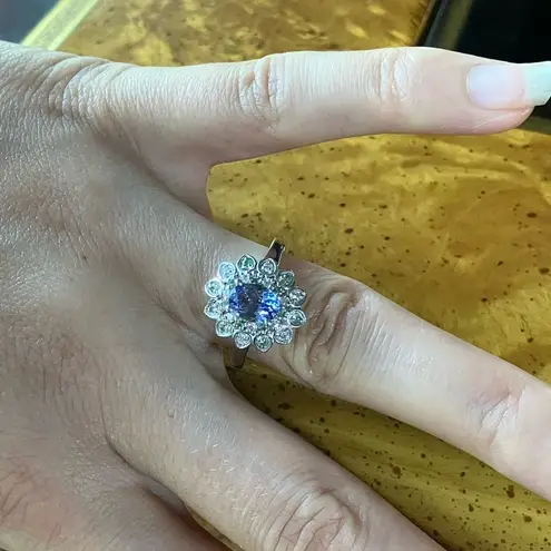 Natural Tanzanite Tsavorite Garnet Sterling Silver Ring Size 7 Green