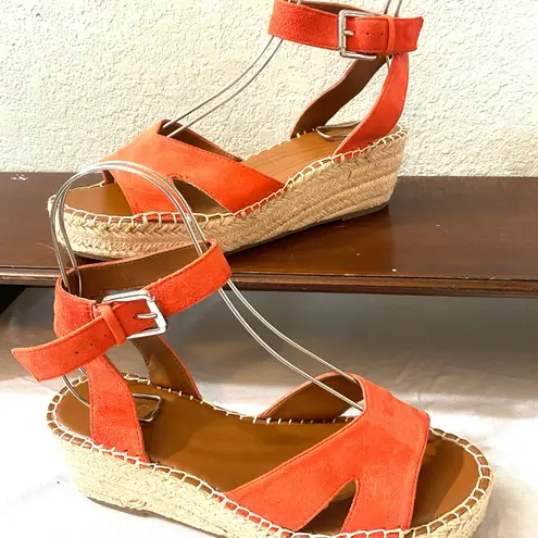 Franco Sarto  Red and Orange, coral summer Sandals with Espadrille Sole size 8