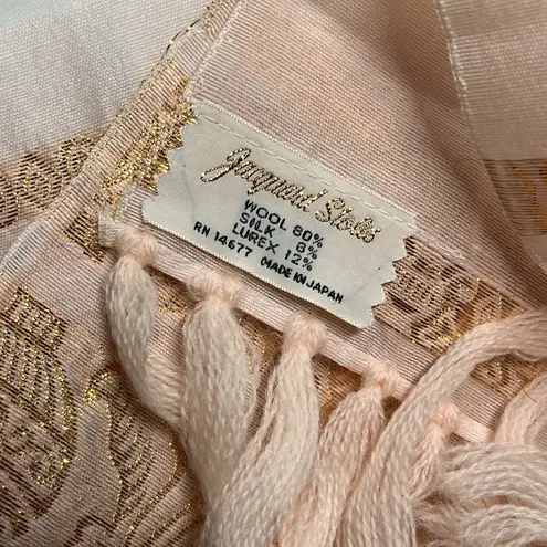 NEW vintage silk shawl Elegant Gold Jacquard Stoles Embroidered wool silk blend