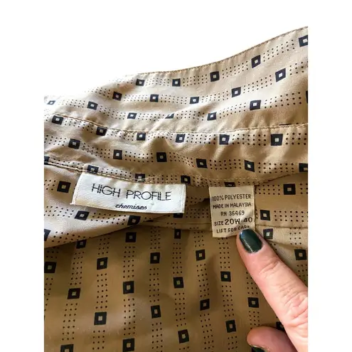 High Profile Vintage Button Down Blouse Beige Size 20W 80โs Neutral Career Glam Tan