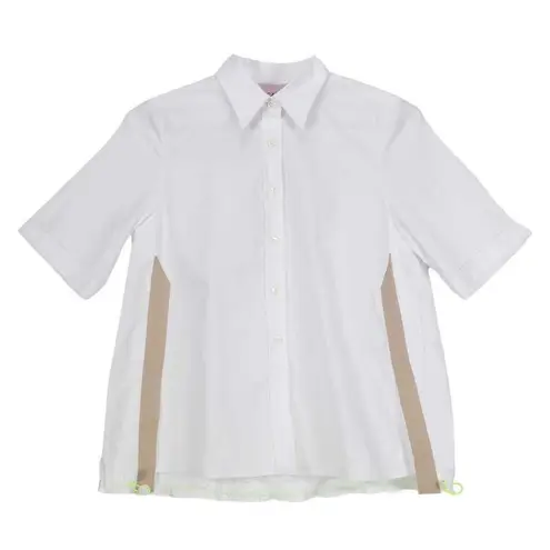 820 I Caliban Women's Short Sleeve Button Up Shirt Dress Size 40 Medium White