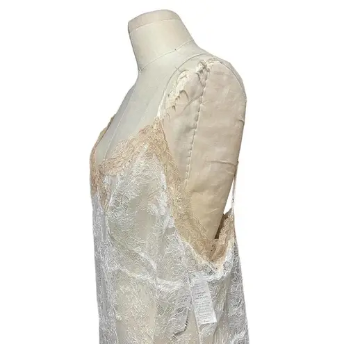 Josie Natori Chantilly Bordered Lace Chemise Lingerie White Size XL
