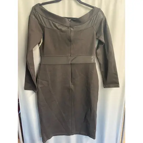 Love x Design Bodycone Dress Womens Large Black Mesh Panel Off The Shoulder B63