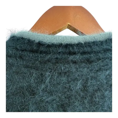 Venesha Vintage Angora Soft Black Cardigan Cozy Minimalist Boho Aesthetic Medium