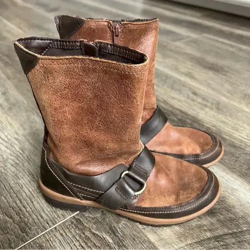 Merrell Leather Emery Buckle Brown Leather Moto Boots Size 6.5