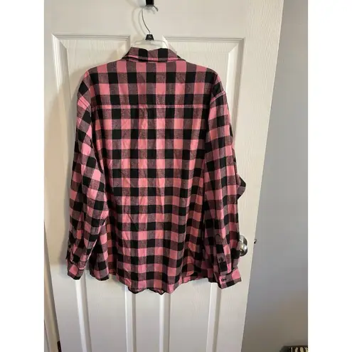 Women’s Flannel Shirt Size 2XL Blush Black Grey New Without Tags Pink