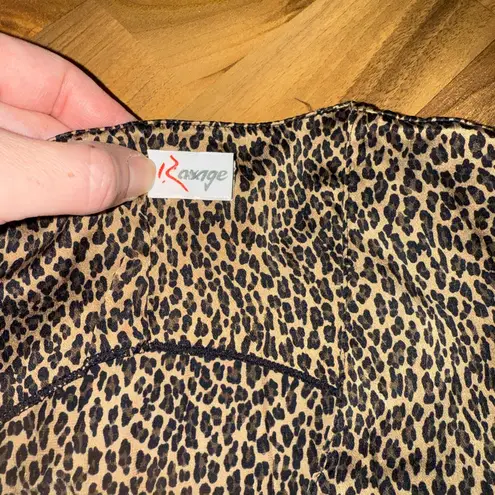 Ravage 100% silk leopard print button up tank top style vest medium Brown