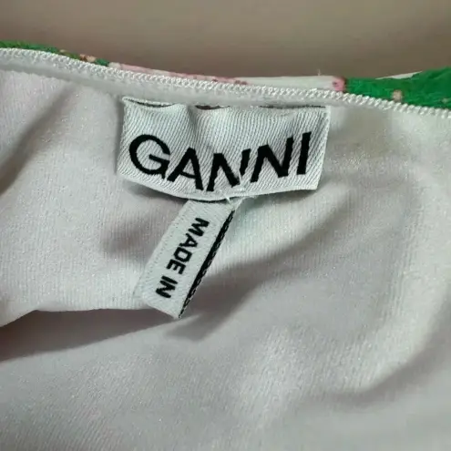 Ganni  Womens Halter Floral Print Beachwear One-Piece Swimsuit Size 44 (XL) $275