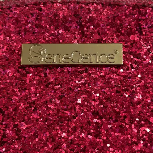 SENEGENCE Pink Glitter Cosmetic Bag Diamond Charm Zipper Pouch Makeup Organizer