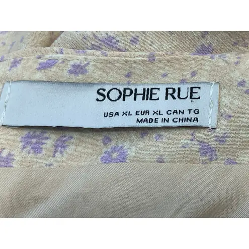 Sophie Rue Mini Dress XL Apricot Dainty Floral Flutter Sleeve Open Back Spring